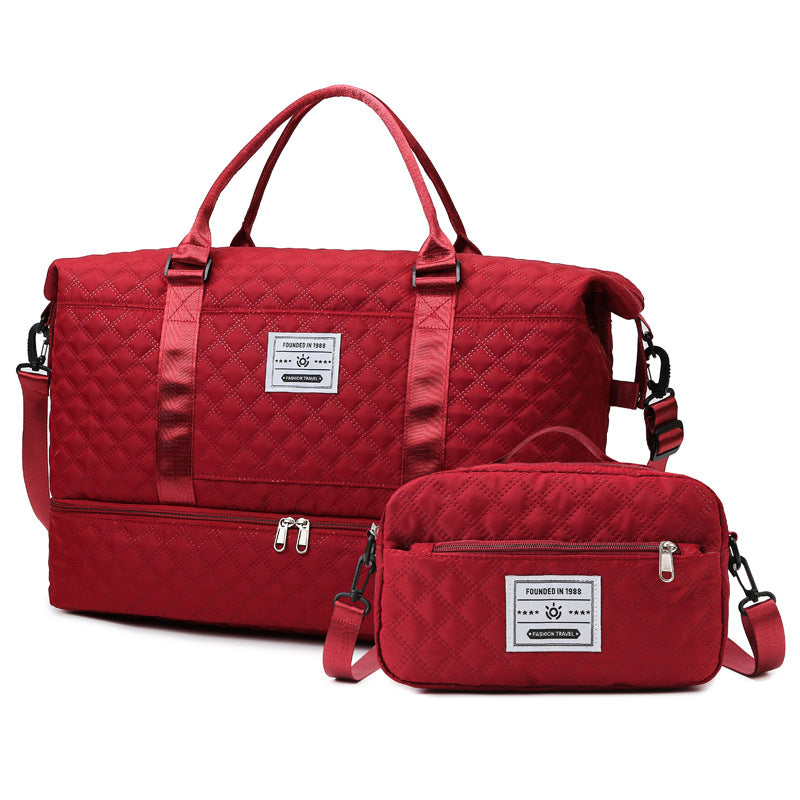 Large-Capacity Fitness Quilted Embroidered Yoga Bag