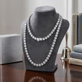 925 Sterling Silver Elegant Multi-Row Pavé CZ Necklace in Platinum/White Gold