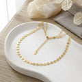 925 Sterling Silver Elegant Gold Disc Chain Necklace with Adjustable Length Pendant Charm