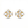 925 Sterling Silver Radiant Floral Motif Studs Featuring Pear and Round Brilliant Cut Gemstones in Gilded Setting