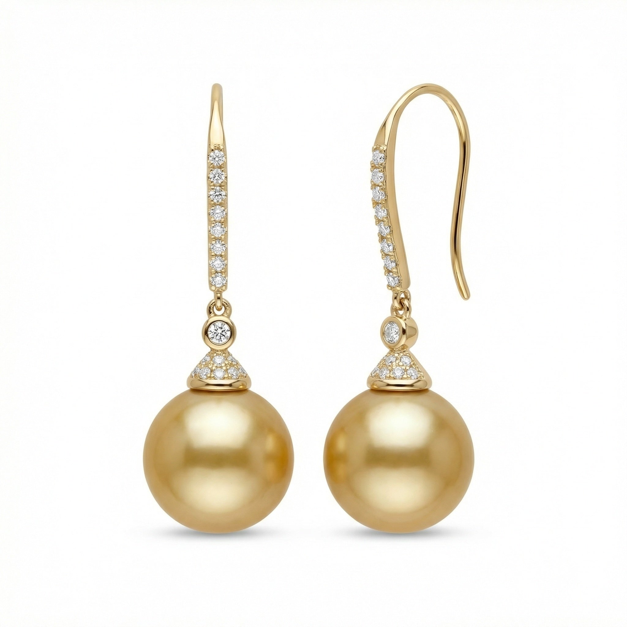 925 Sterling Silver Elegant South Sea Pearl and Diamond Drop Earrings