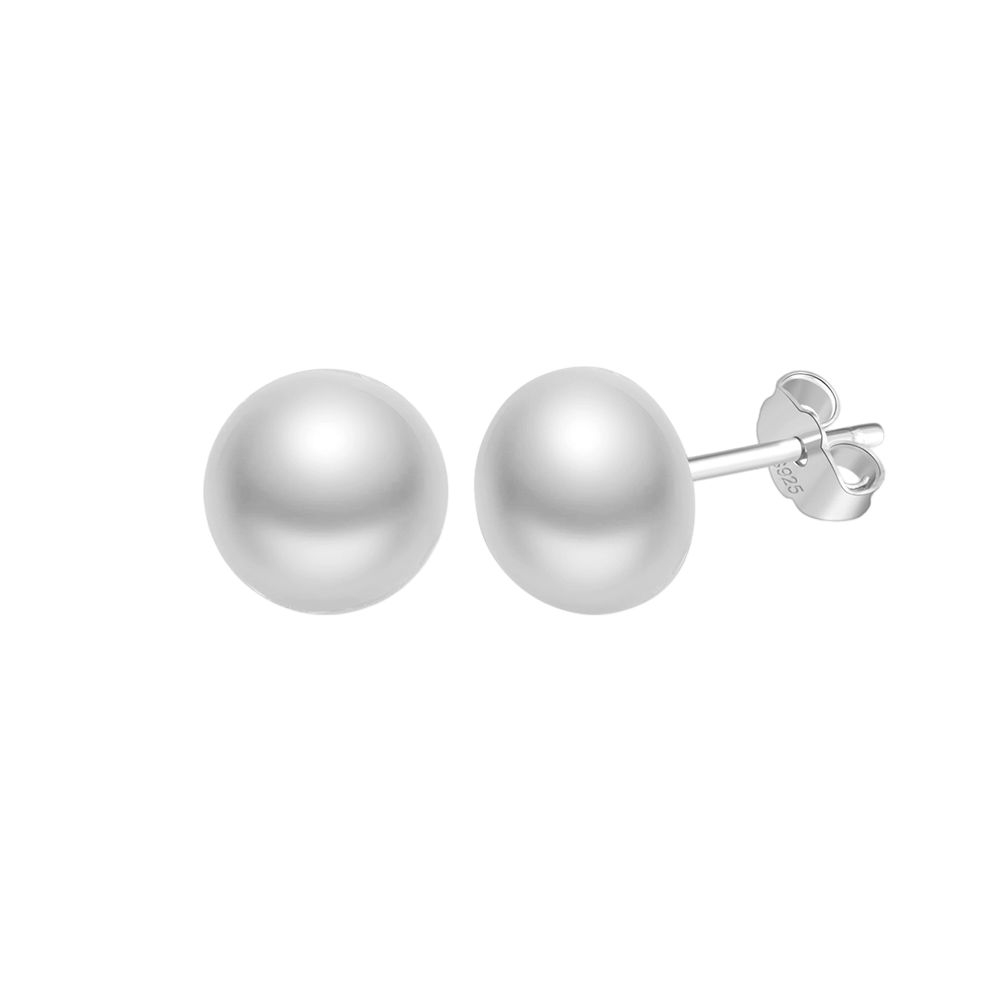 925 Sterling Silver Classic Pearl Stud Earrings in Sterling  | Timeless Elegance