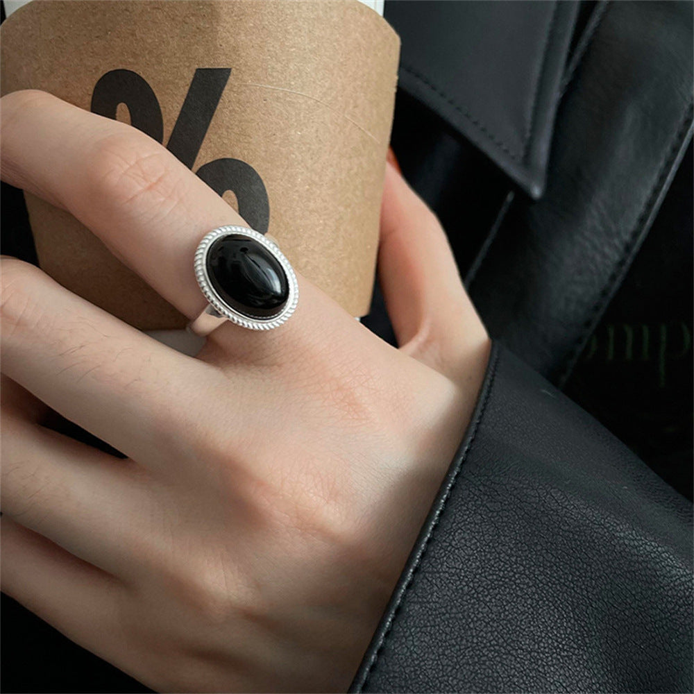 Retro Heavy 925 Sterling Silver Ring, Niche Luxury Non-tarnish Ins Style Versatile Silver Band For Women