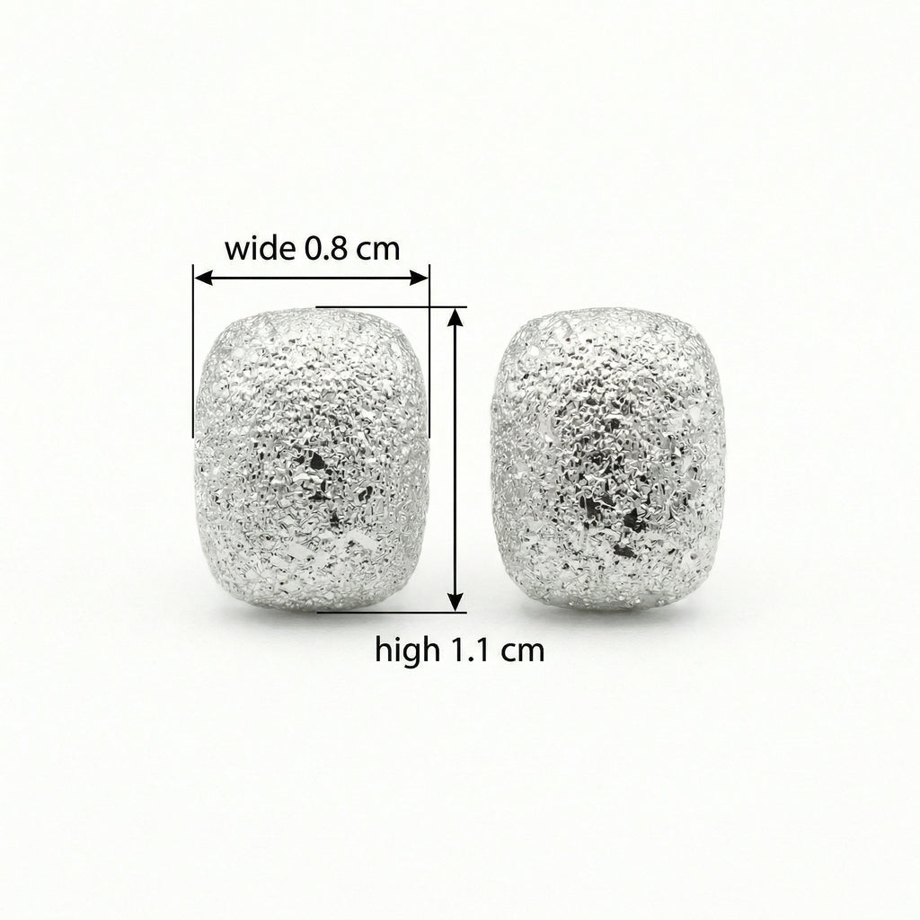 925 Sterling Silver Shimmering Stardust Textured Silver Cushion Stud Earrings