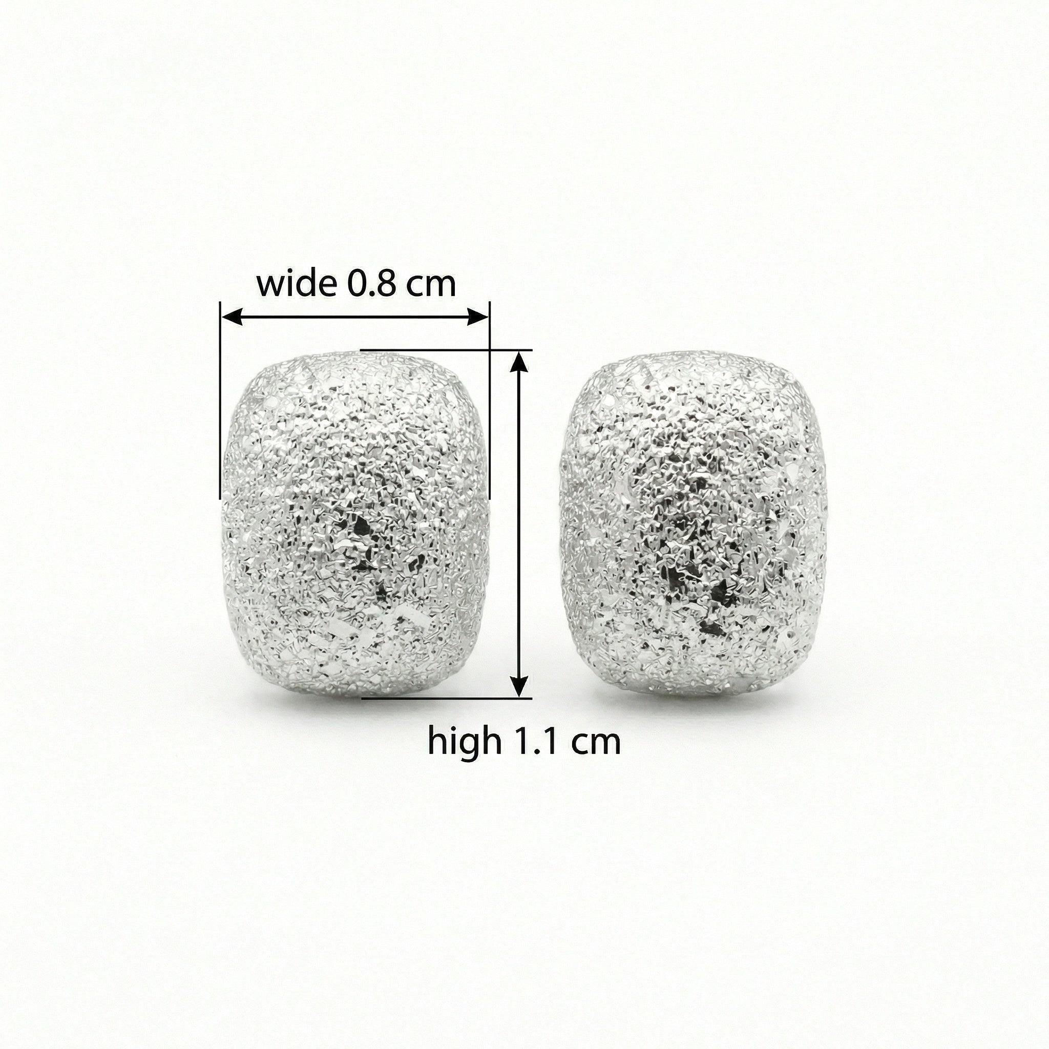 925 Sterling Silver Shimmering Stardust Textured Silver Cushion Stud Earrings
