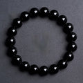 Crystal Natural Black Obsidian Round Bead Bracelet