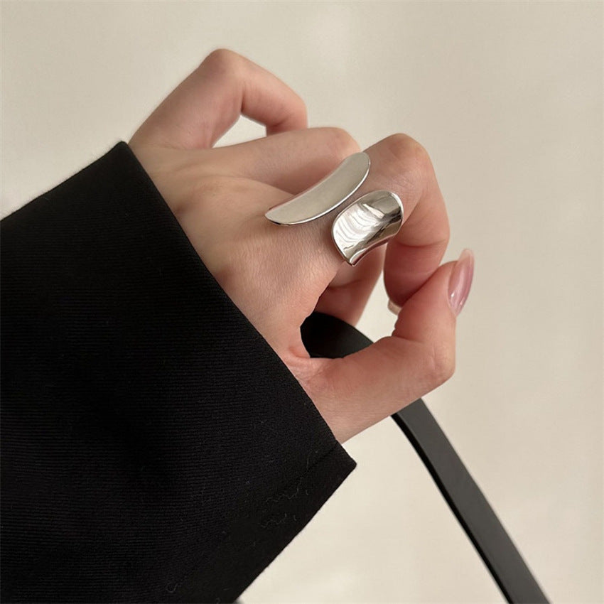 Retro Luxury 925 Silver Finger Ring Niche Design Ins Popular Versatile Long-lasting Silver Ring