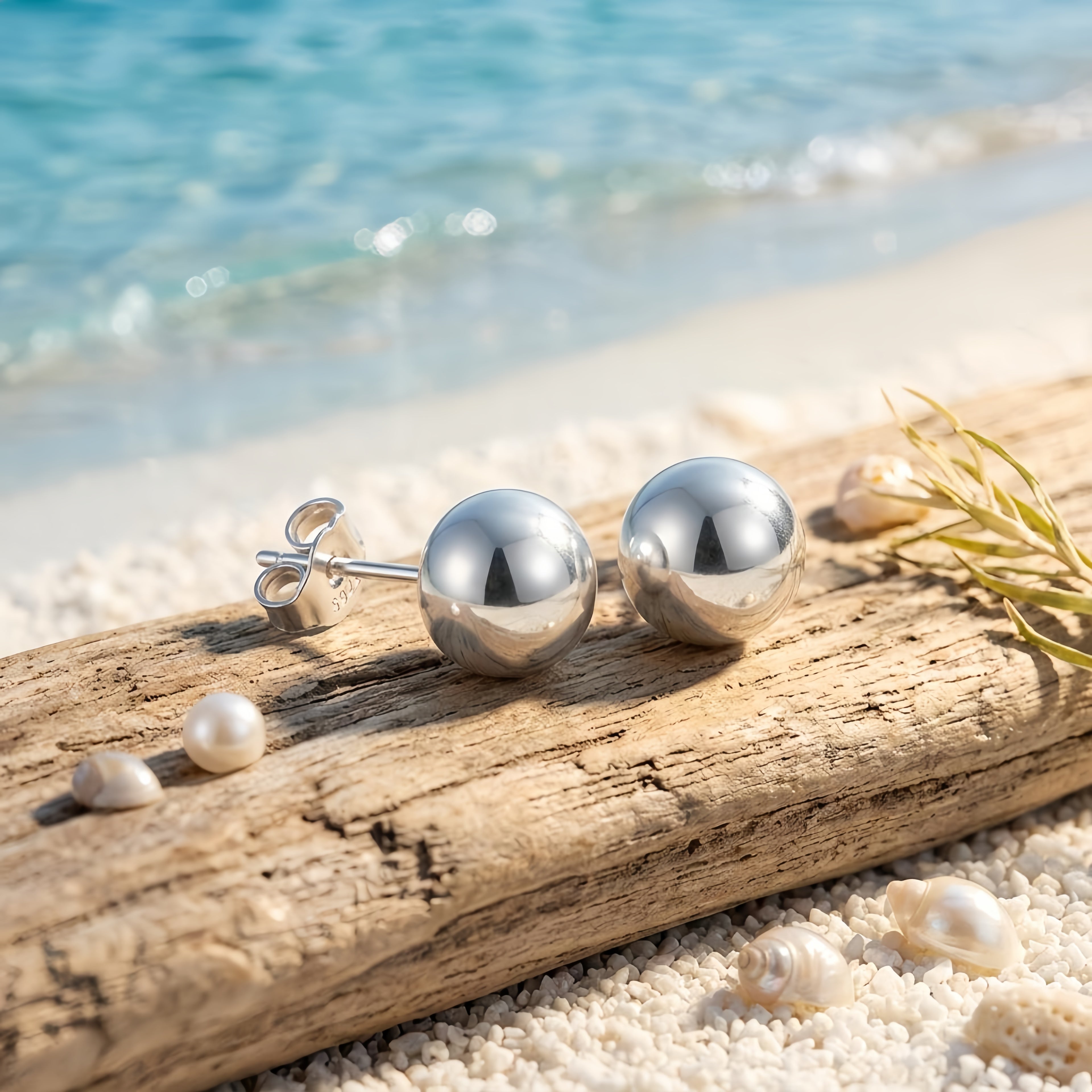 925 Sterling Silver Classic Pearl Stud Earrings in Sterling  | Timeless Elegance