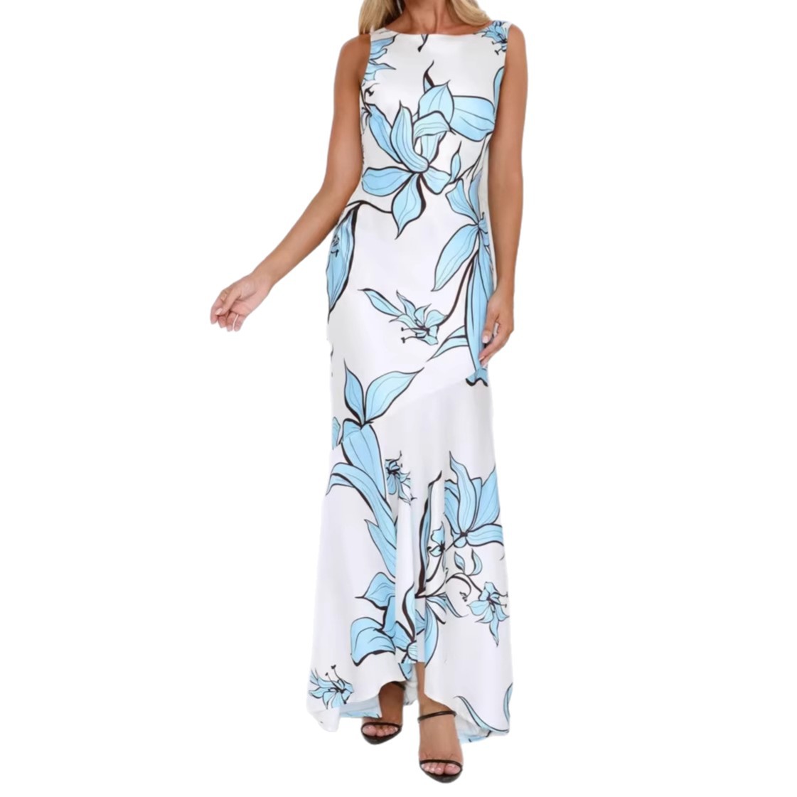 Womens Slim-Fit Irregular Print Elegant Fashion Dress
