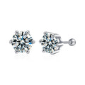 Womens Threaded Moissanite Six-Prong Elegant Earrings