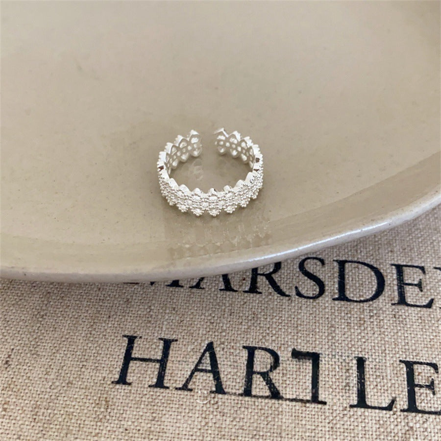 Ins Trendy 925 Silver Korean Style Open Finger Ring
