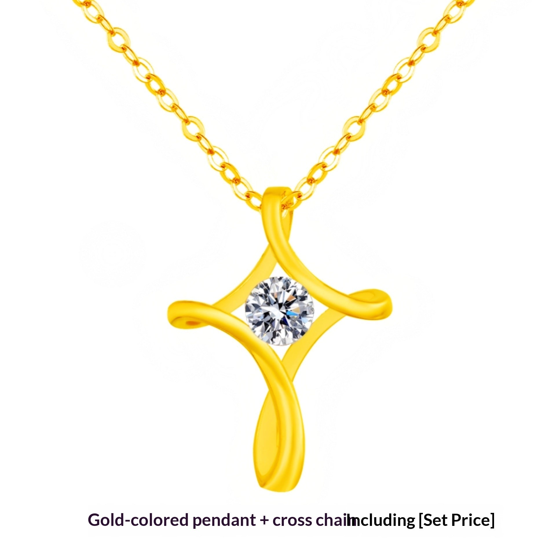 Fashionable Twisted Cross Pendant Necklace European And American Style Cross
