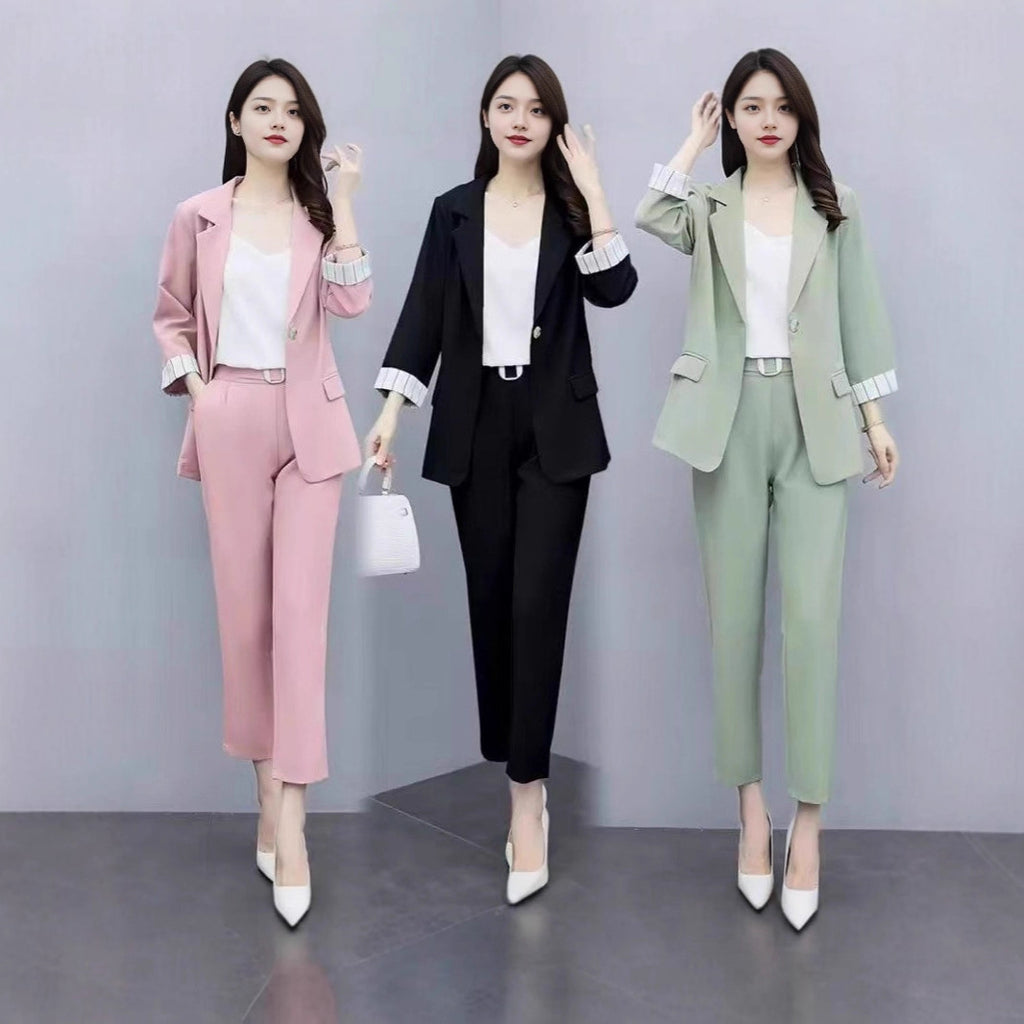 Women's Fashion Suit Jacket And Pants Set