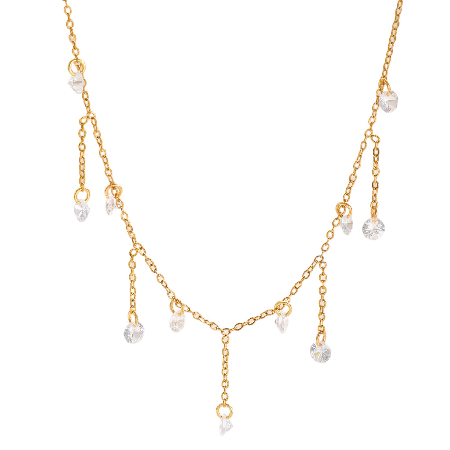 Stainless Steel Flashing Zircon Tassel Necklace Exquisite Minimalist Elegant High-End And Beautiful