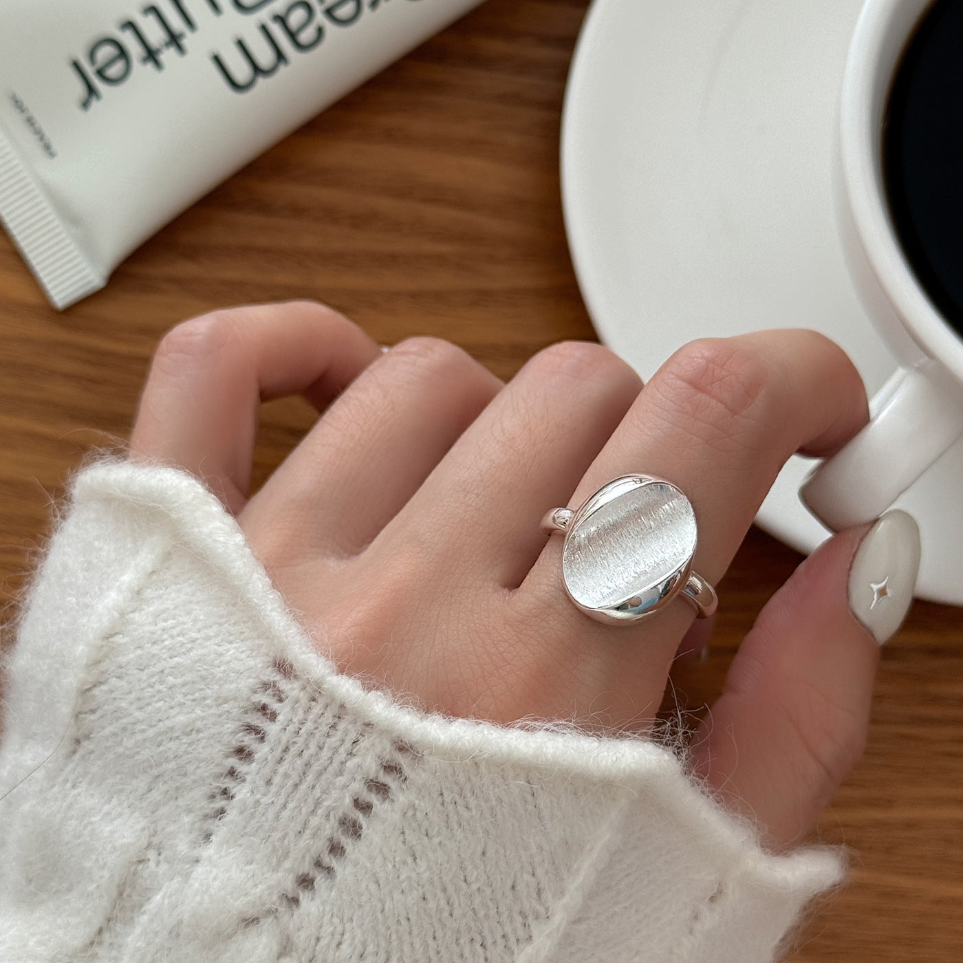 Retro Heavy 925 Sterling Silver Ring, Niche Luxury Non-tarnish Ins Style Versatile Silver Band For Women