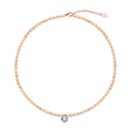 925 Sterling Silver Elegant Rose-Tone Pearl Choker with a Radiant Round-Cut Solitaire Pendant