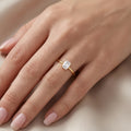 925 Sterling Silver Elegant Gold-Plated  Ring with Square-Cut CZ Centerpiece