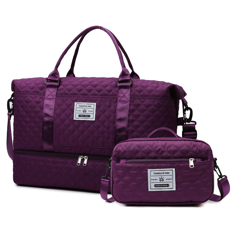 Large-Capacity Fitness Quilted Embroidered Yoga Bag