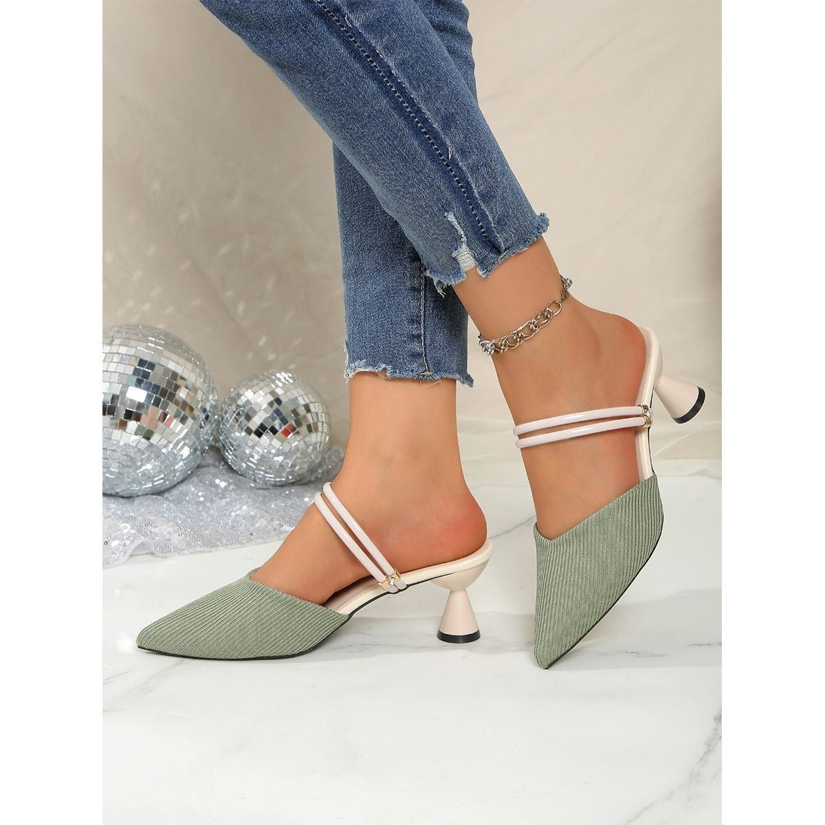 Women's Fashion Pointed-Toe High-Heel Half Sandals