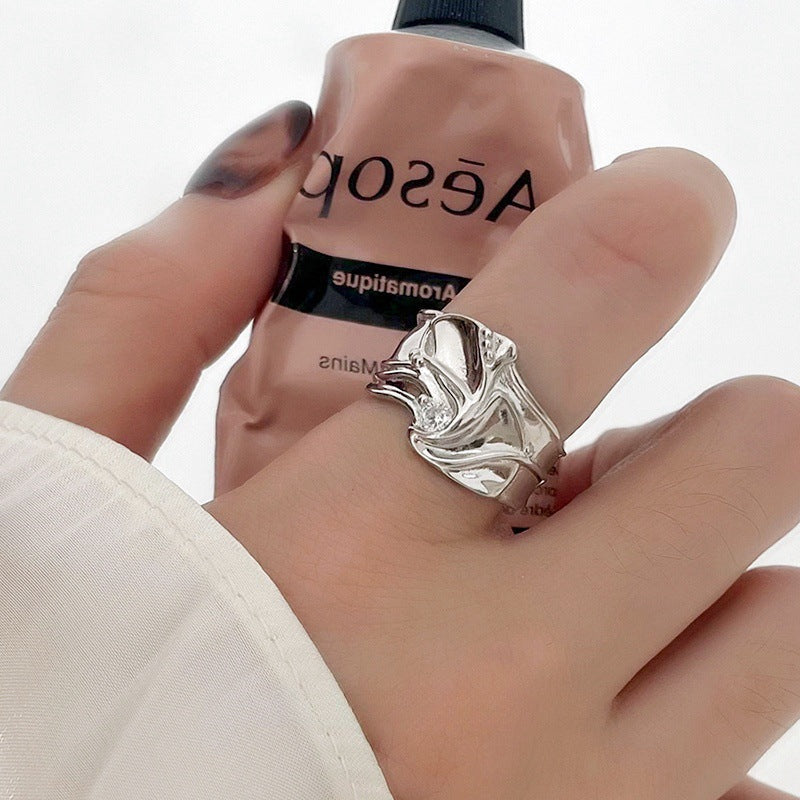 Retro High-quality 925 Silver Ring Elegant Minimalist Ins Vibe Versatile Non-fade Silver Accessory