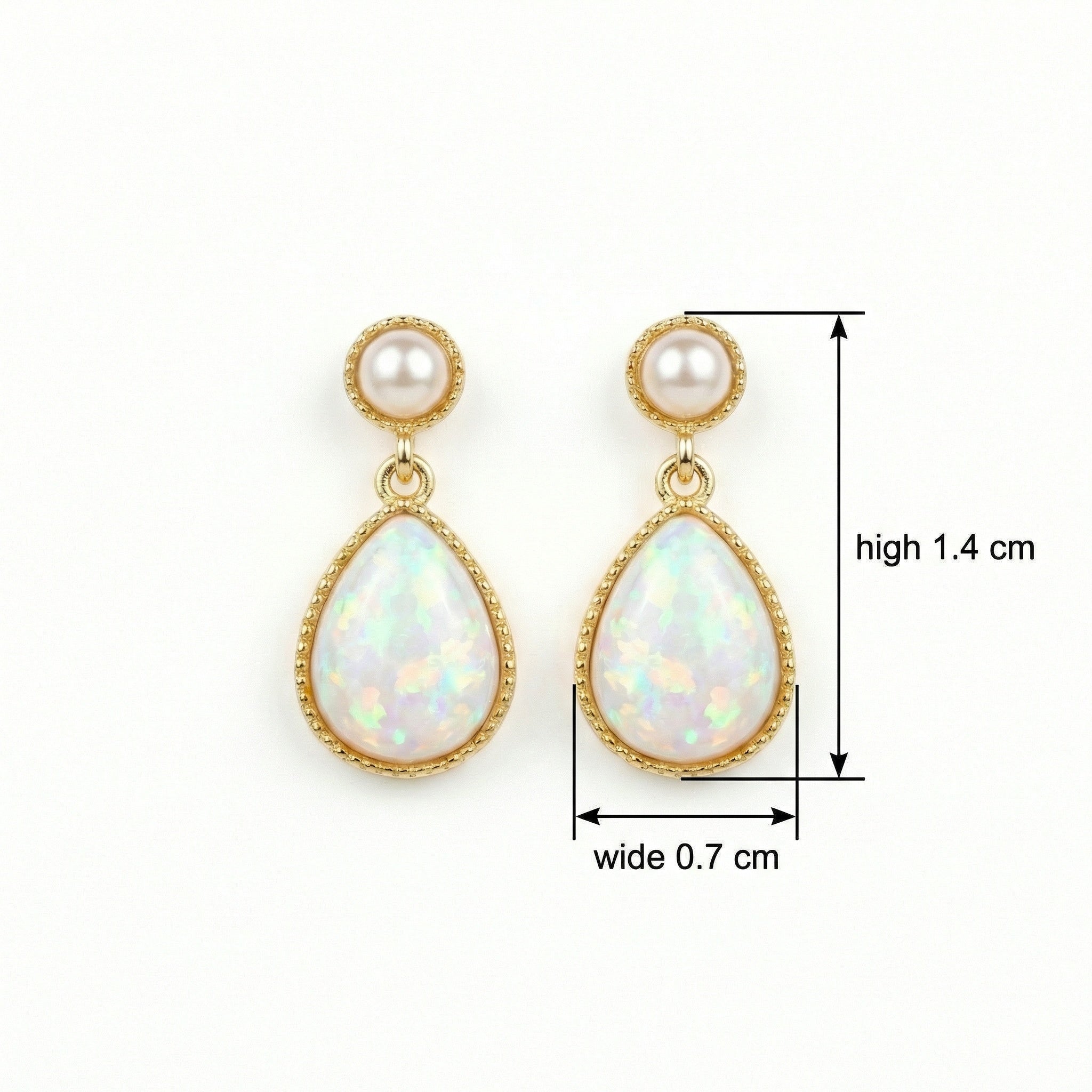 925 Sterling Silver Elegant Pearl and Pear-Shaped Opal Drop Earrings with Intricate Bezel Detailing