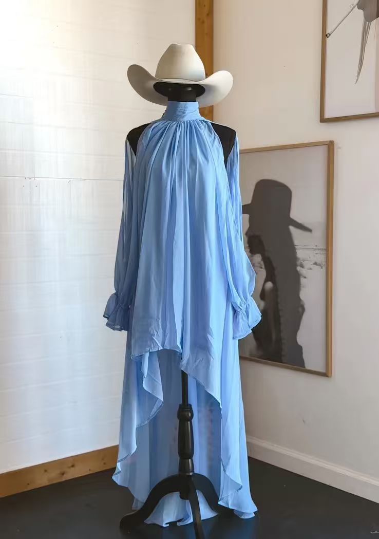 High-neck Irregular Chiffon Dress
