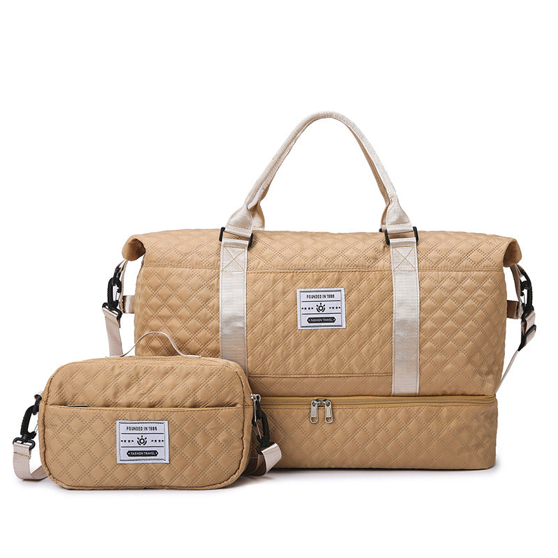 Large-Capacity Fitness Quilted Embroidered Yoga Bag