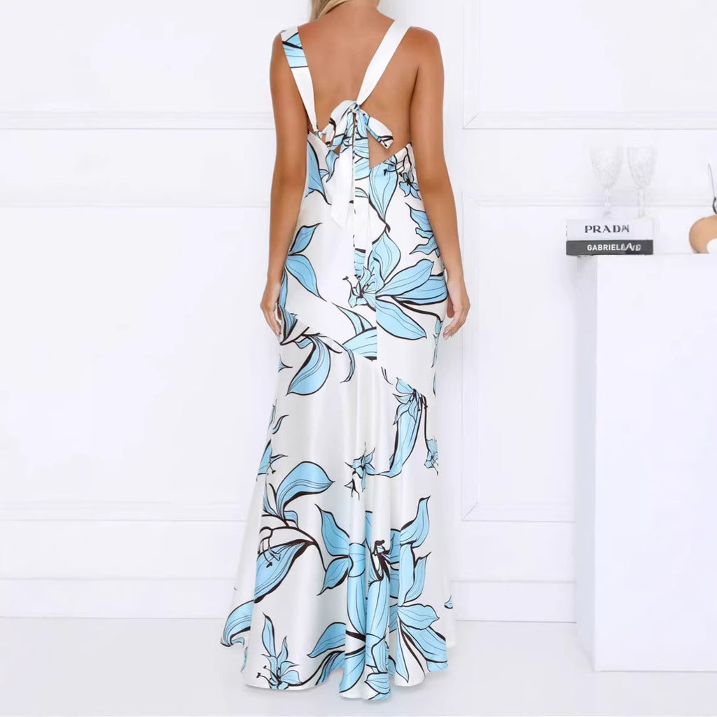 Womens Slim-Fit Irregular Print Elegant Fashion Dress