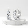 925 Sterling Silver Triple Princess-Cut CZ Hoop Earrings in Sterling