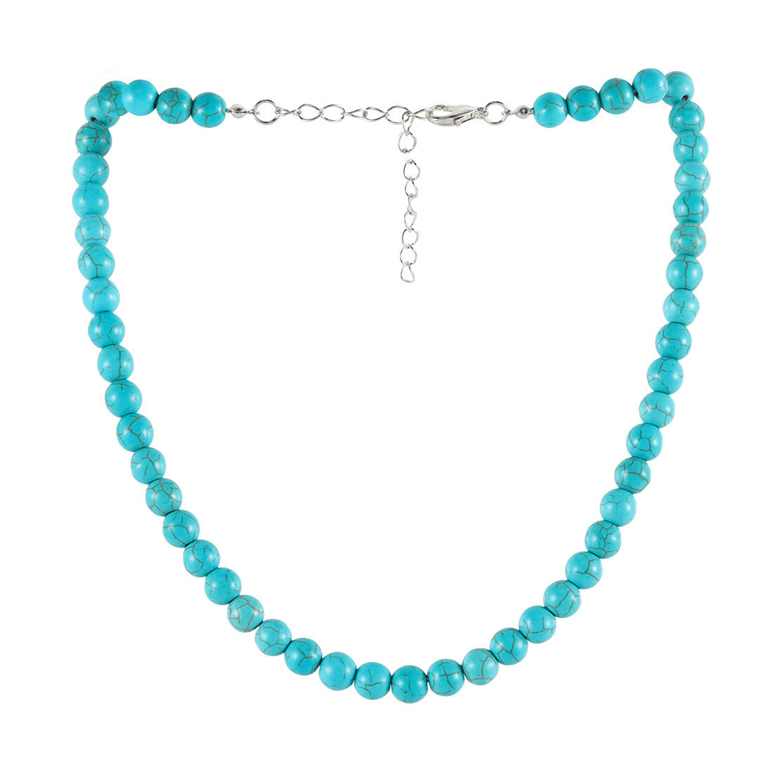 Simple Retro Turquoise Round Bead Necklace
