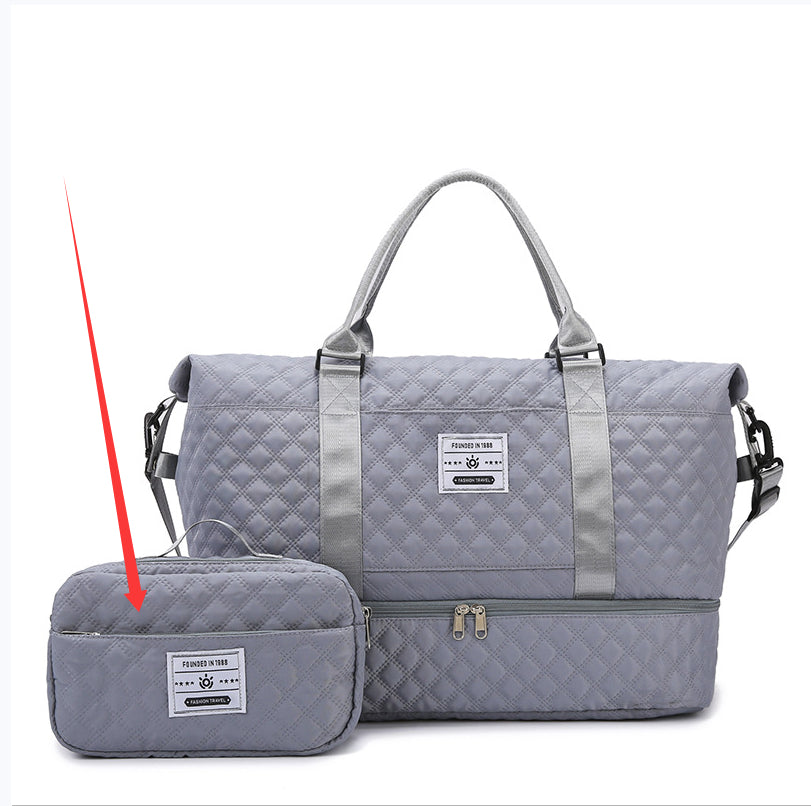 Large-Capacity Fitness Quilted Embroidered Yoga Bag