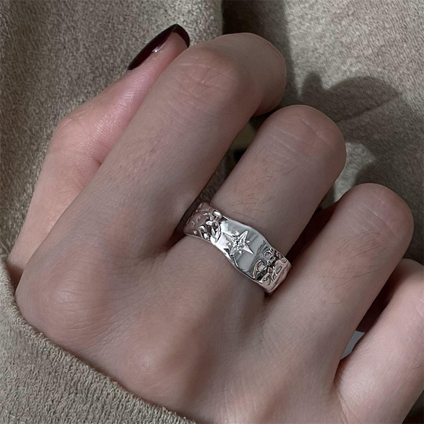 Ladies Korean Minimalist 925 Silver Adjustable Open Ring