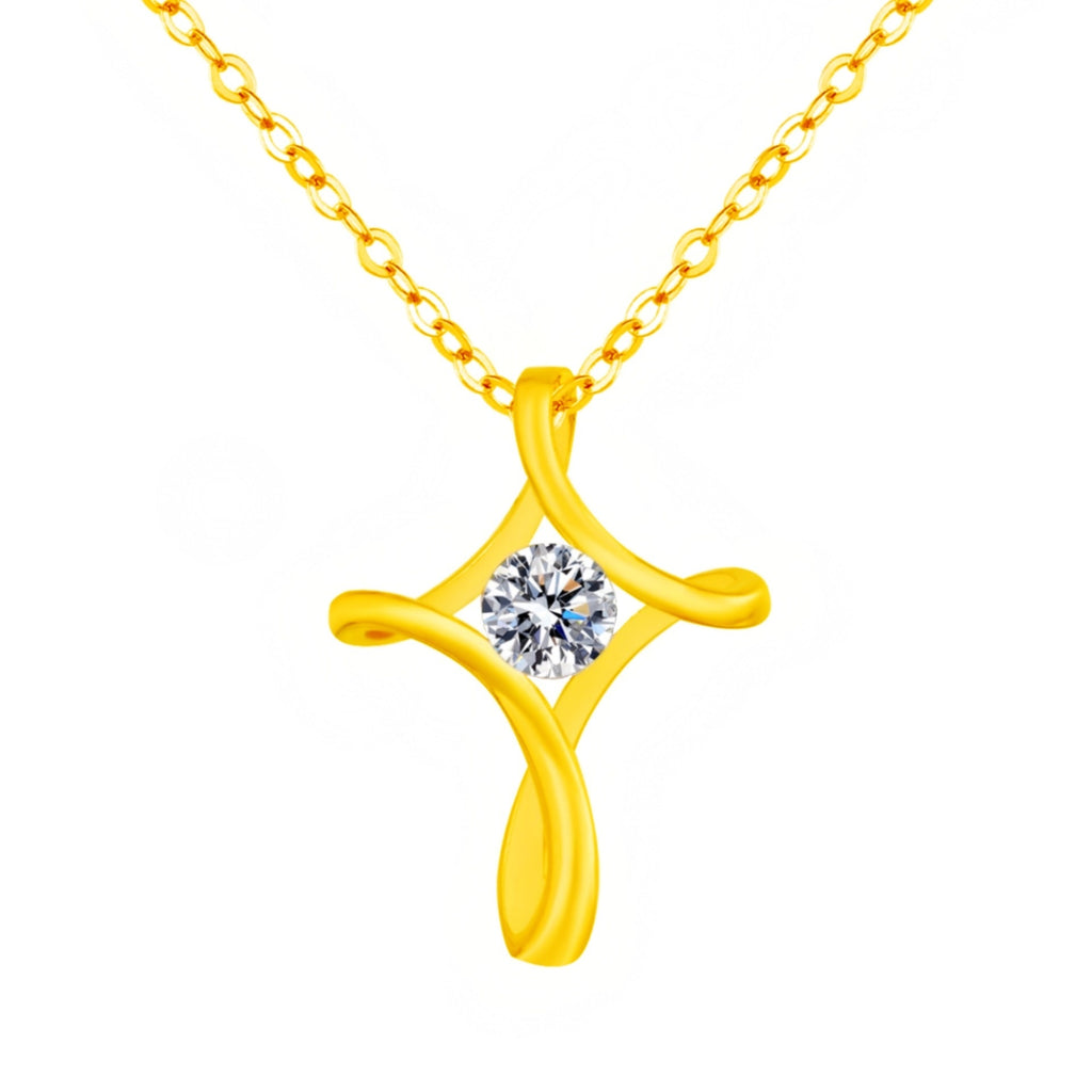 Fashionable Twisted Cross Pendant Necklace European And American Style Cross
