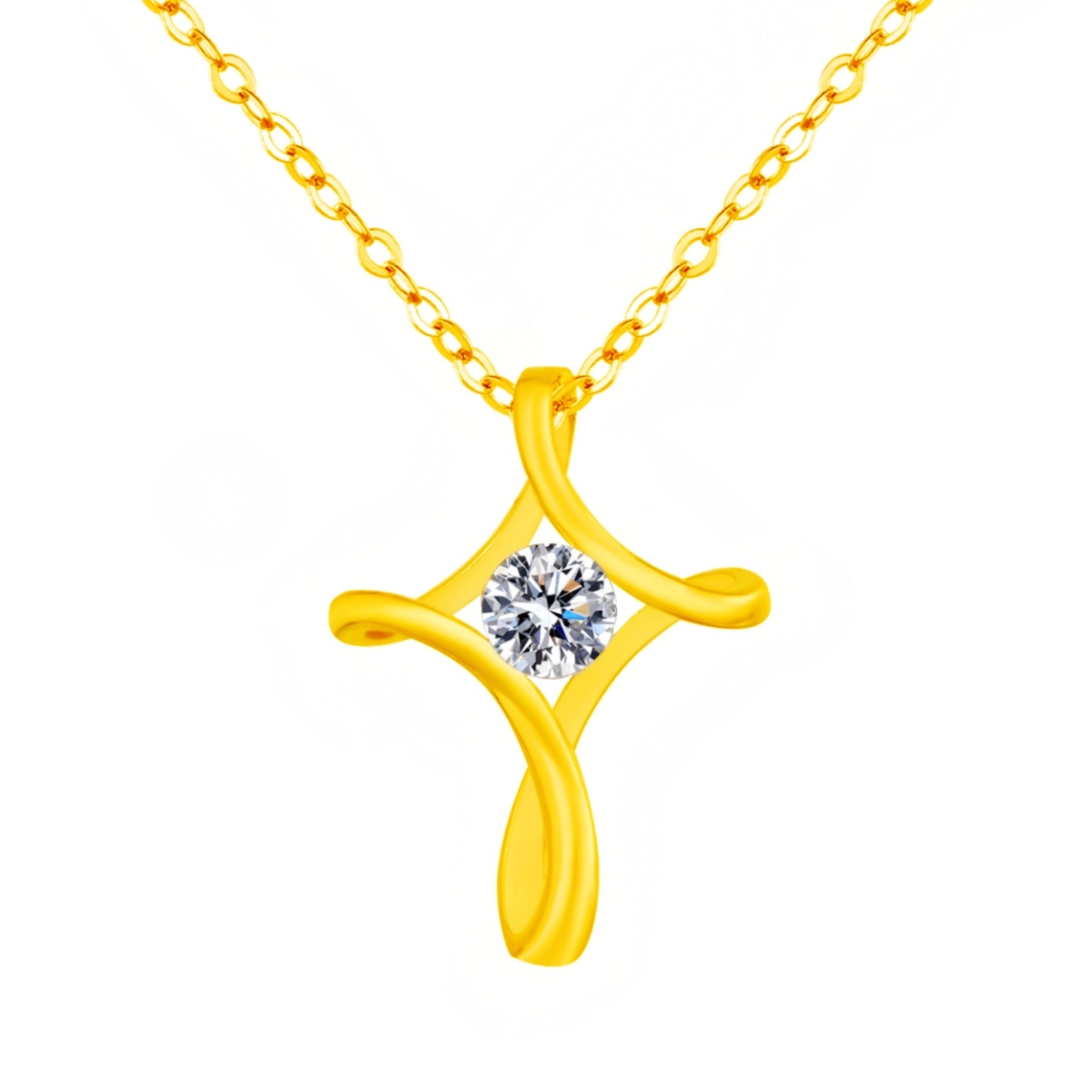 Fashionable Twisted Cross Pendant Necklace European And American Style Cross