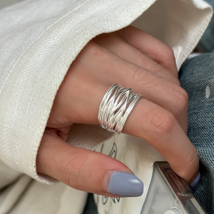 Vintage Heavyweight 925 Silver Women Ring, Luxury Minimalist Ins Style Non-tarnish Silver Accessory