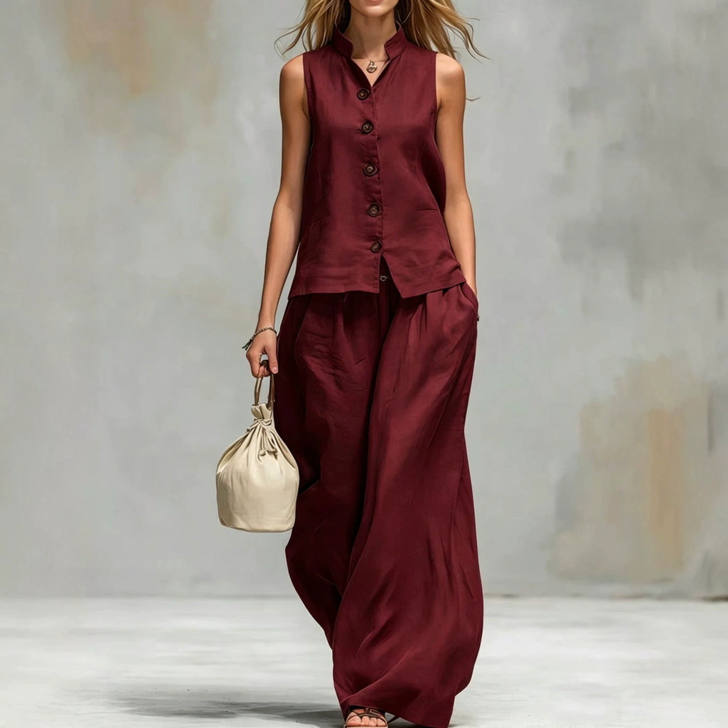 Fashionable Casual V-Neck Vest And Pants Set