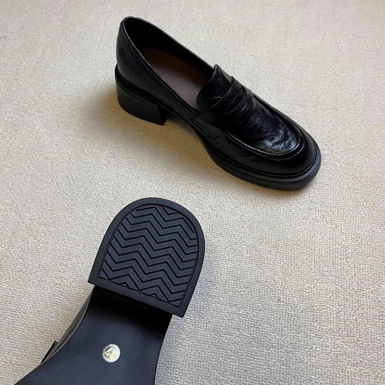 Women's Minimalist Retro Casual Loafers, Soft Bottom Comfortable Platform Slip-On Leather Shoes