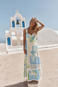Womens Fashionable Printed Sexy Backless Bow-Tied Dress