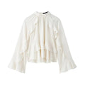 Women's Autumn Satin Top With Ruffle Sleeves