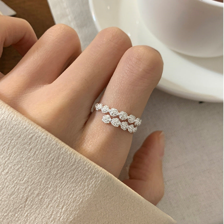 Ins Trendy 925 Silver Korean Style Open Finger Ring