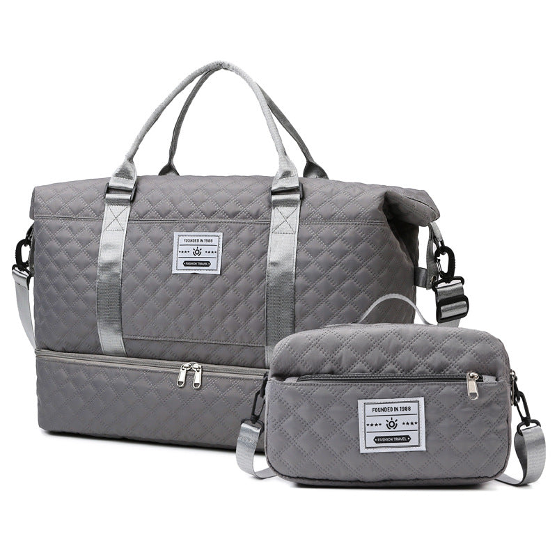 Large-Capacity Fitness Quilted Embroidered Yoga Bag