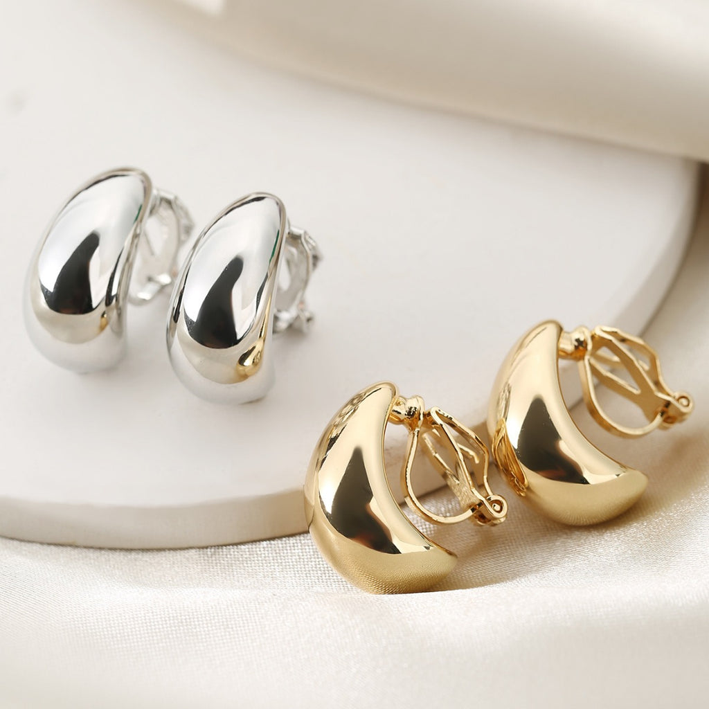 French-style Minimalist Luxury Waterdrop-shaped Ear Clips, No Piercing Required, High-end Aesthetic