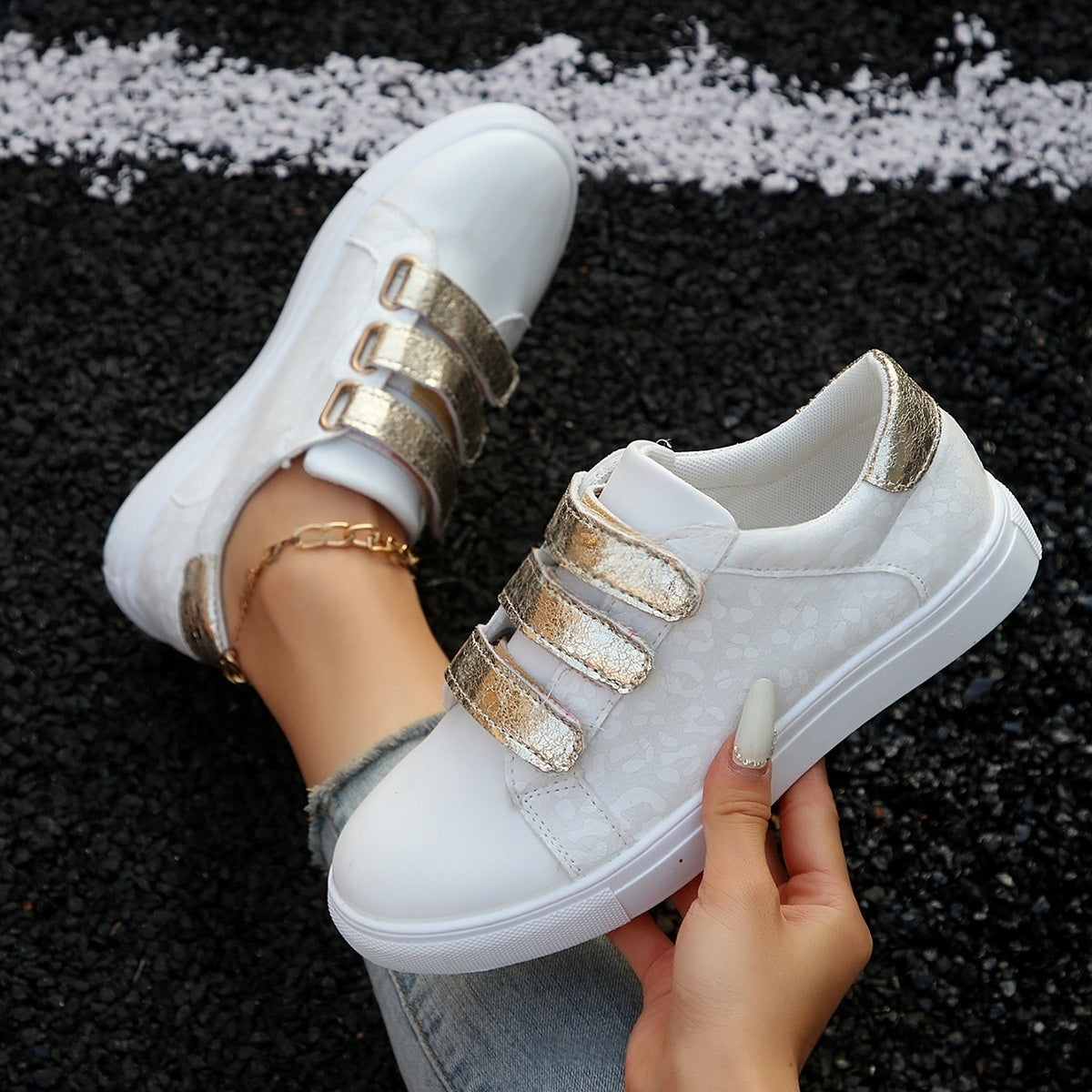 Retro Gcows590w77 Height Increasing Insole Trendy Dirty White Shoes Trendy