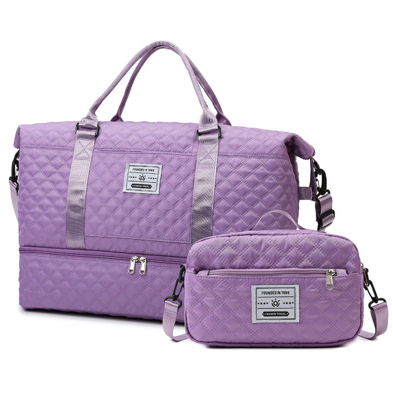 Large-Capacity Fitness Quilted Embroidered Yoga Bag