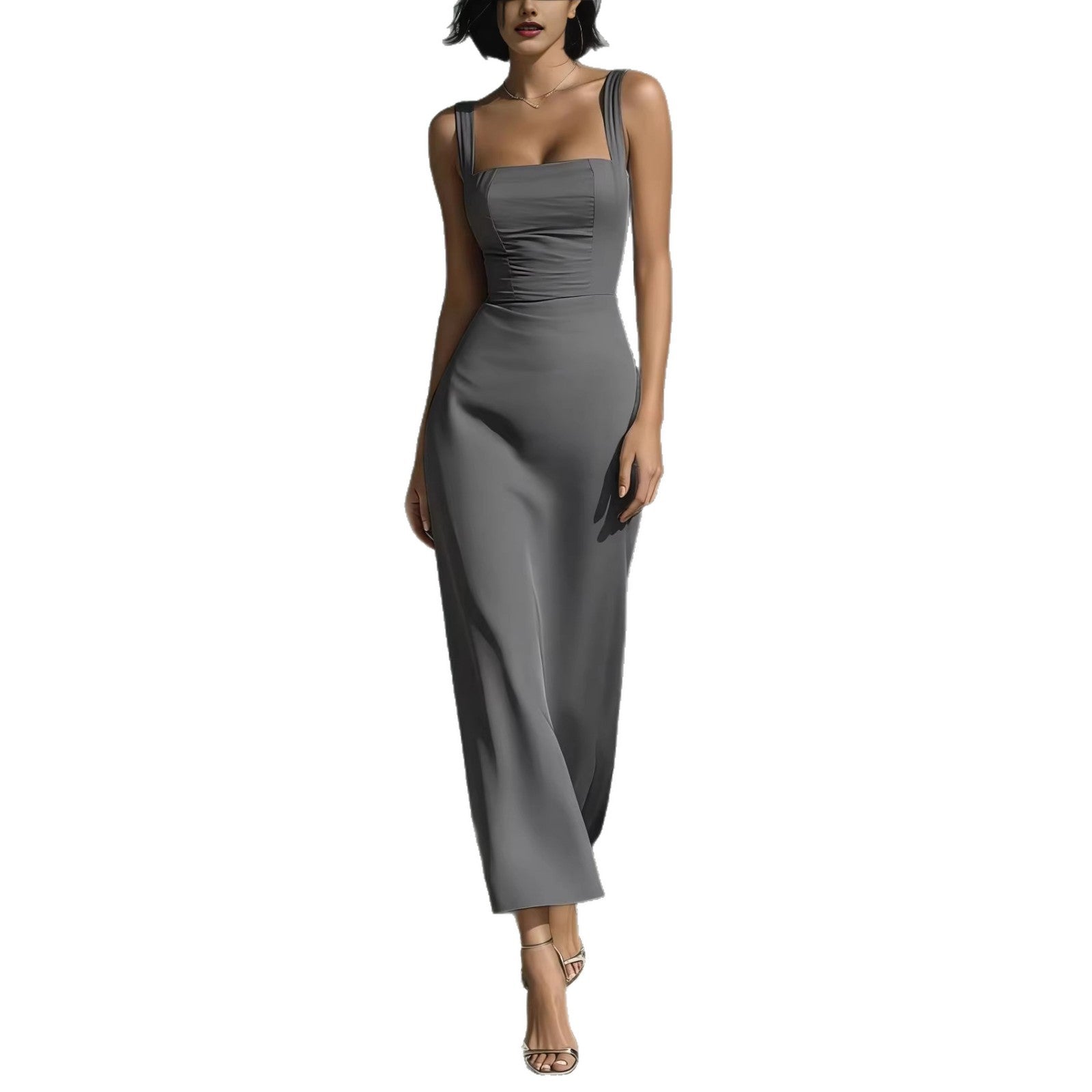 Dress With Sling And Square Neck