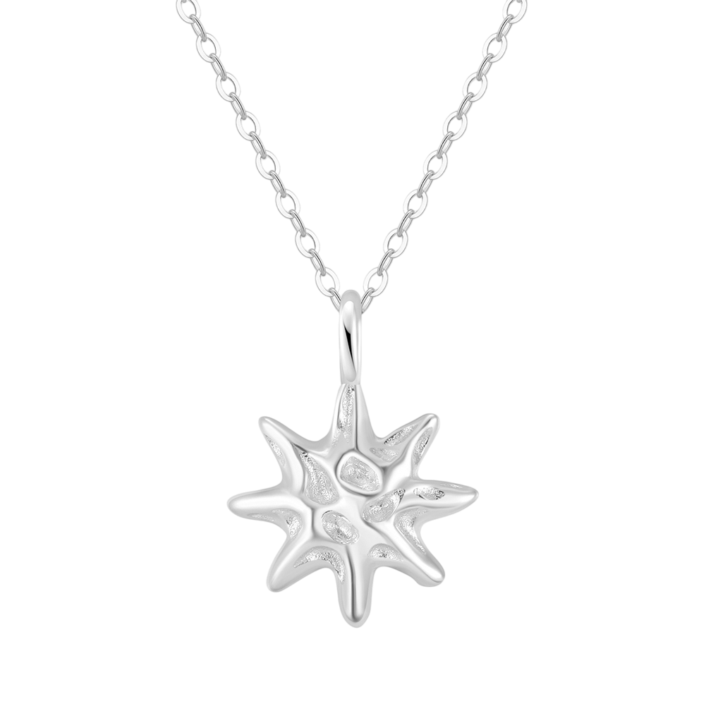 925 Sterling Silver Radiant  Starburst Pendant Necklace